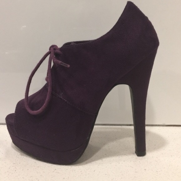 Peep toe Platform purple heels - Picture 2 of 6
